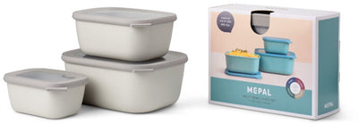 Mepal – Multi-Bowl-Cirqula-Aufbewahrungsbox-Set – 750 + 1500 + 3000 ml – rechteckig – nordisches Weiß