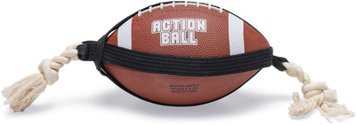 Beeztees Action-Rugbyball mit Seil – Hundespielzeug – Gummi – braun – 21,5 x 21,5 x 15 cm