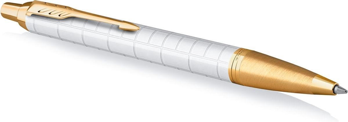 Parker im Premium-Kugelschreiber | Perle mit Golddetail | mittlere Spitze mit blauer Tinte | Geschenkbox
