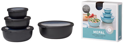 Mepal – Multi Bowl Cirqula Frischhaltedosen-Set – 350 + 750 + 1250 + 2250 ml – rund – Nordic Black