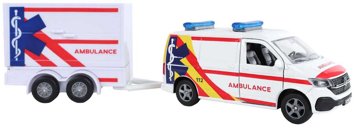 Kids Globe VW Transporter Krankenwagen mit Anhänger