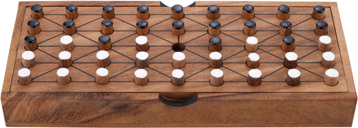 Engelhart Fanorona – Strategiespiel aus Holz – klassisches Brettspiel für 2 Spieler – taktisches Denkspiel – traditionelles afrikanisches Spiel –