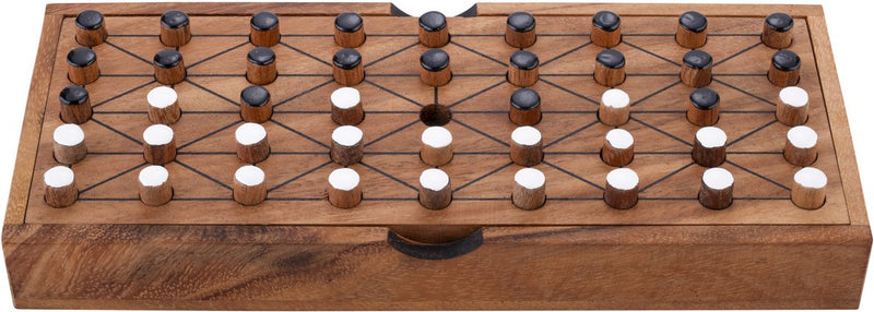 Engelhart Fanorona – Strategiespiel aus Holz – klassisches Brettspiel für 2 Spieler – taktisches Denkspiel – traditionelles afrikanisches Spiel –