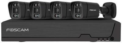 Foscam fna108e-b4-2t-b Kit Sicherheitskamera-Set – 4 Kameras – PoE – 2 TB Speicher – Farb-Nachtsicht 20 m – 8 MP – Schwarz