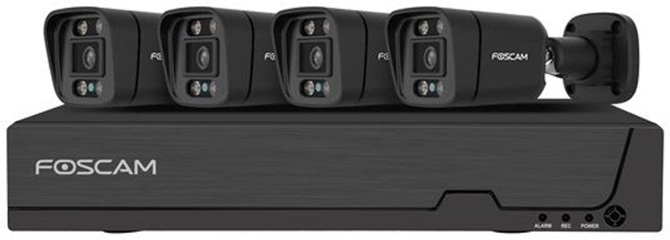 Foscam fna108e-b4-2t-b Kit Sicherheitskamera-Set – 4 Kameras – PoE – 2 TB Speicher – Farb-Nachtsicht 20 m – 8 MP – Schwarz