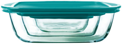 Pyrex - Kochauflaufform rechteckig mit Deckel 3er-Set - Borosilikatglas - transparent -