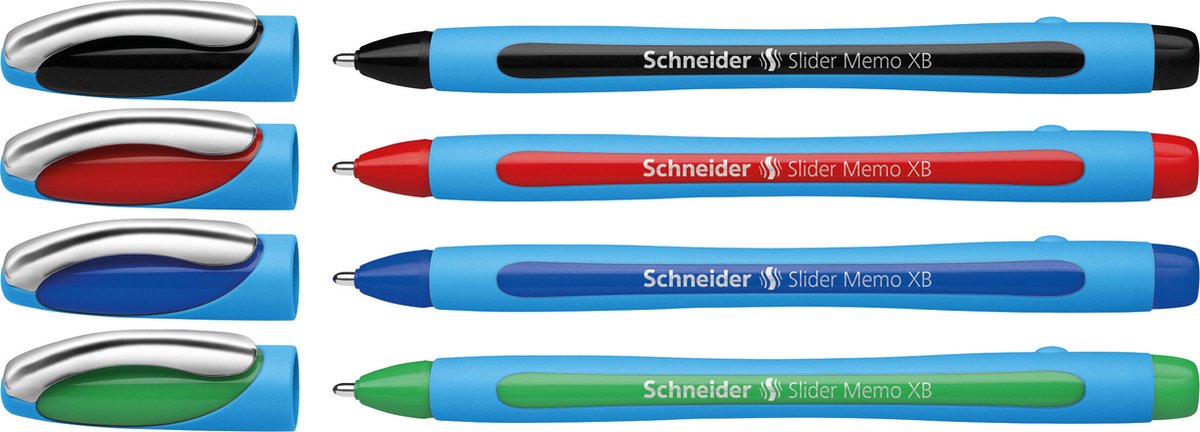 Schneider Schreibgeräte Schneider Kugelschreiber – Slider Memo – XB 1,4 mm – 4 Stück im Blister – S-75020