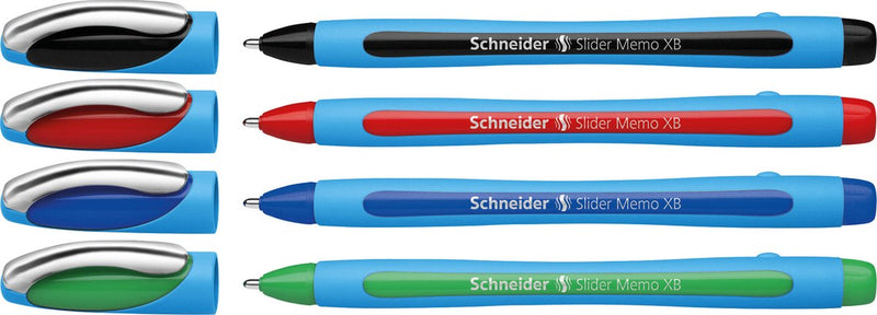 Schneider Schreibgeräte Schneider Kugelschreiber – Slider Memo – XB 1,4 mm – 4 Stück im Blister – S-75020