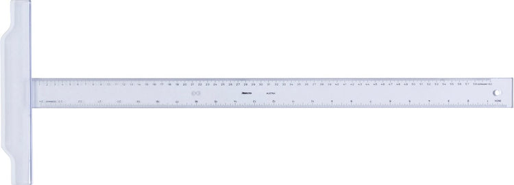 Aristo Zeichenhaken – Länge 60 cm – mm cm Zoll-Skala – kristallklares Plexiglas – mit rutschfesten Noppen – AR-23176