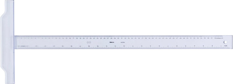Aristo Zeichenhaken – Länge 60 cm – mm cm Zoll-Skala – kristallklares Plexiglas – mit rutschfesten Noppen – AR-23176