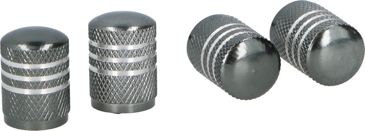 Dunlop-Ventilkappen aus Aluminium, silbergrau, 4 Stück