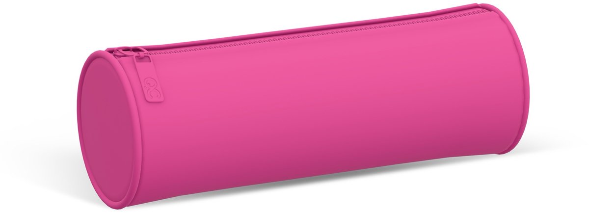 Qc-Federmäppchen in der Farbe Fuchsia – rund – 21 cm
