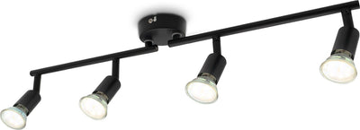 B.K. Licht - schwarze Deckenstrahler - Deckenstrahler - schwenkbare Aufbaustrahler - mit 4 Lichtpunkten - mit GU10-Leuchtmitteln