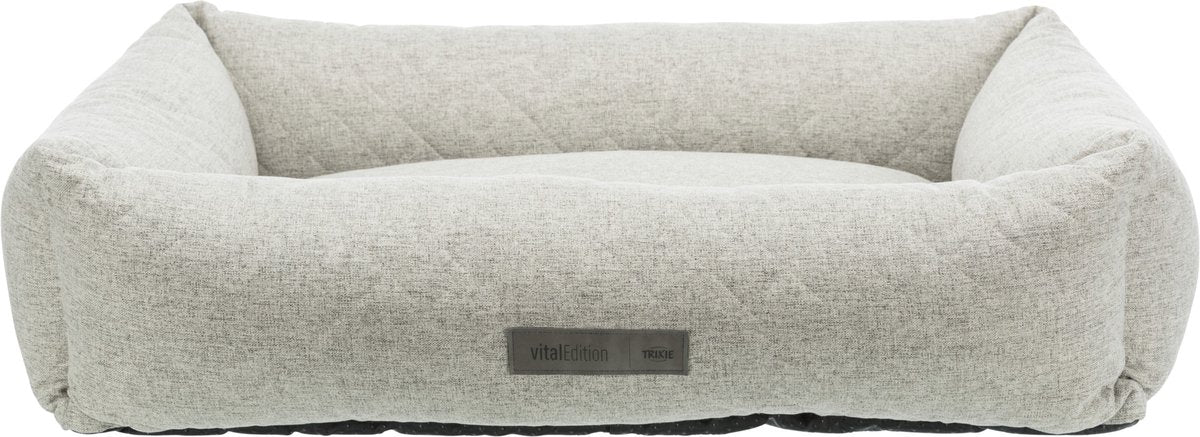 Trixie Hundebett – orthopädisch hellgrau 120 x 75 cm – Memory-Schaum, rutschfest, abnehmbarer Bezug