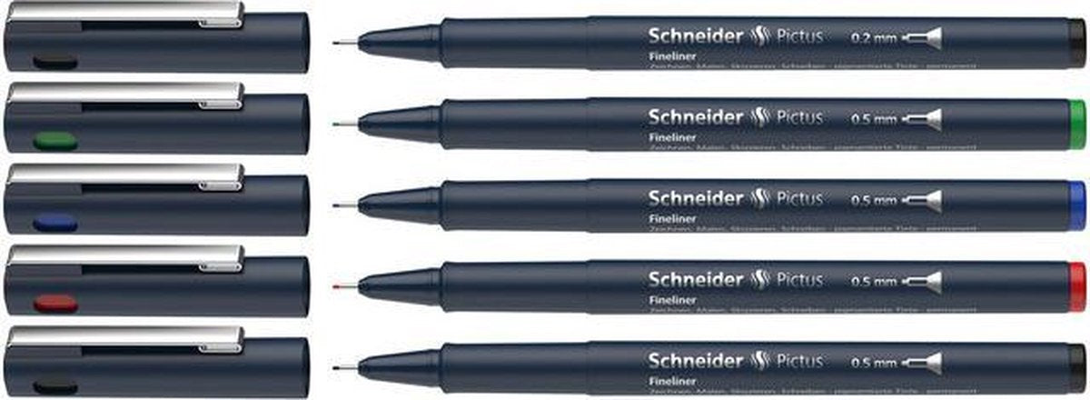 Schneider Schreibgeräte Schneider Fineliner - Pictus - farbig sortiert - 5 Stück - S-197595