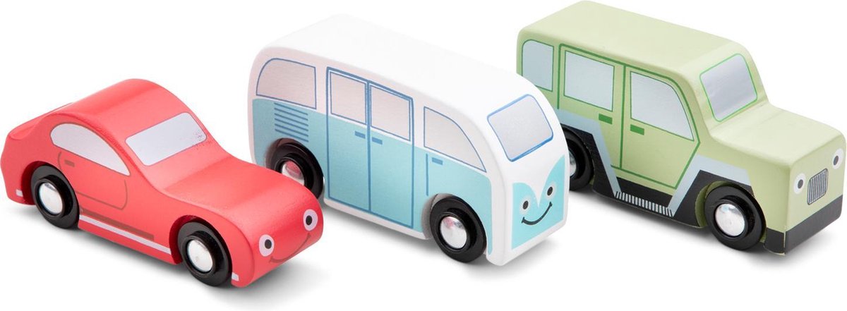 New Classic Toys® Mini-Fahrzeugset aus Holz – Spielzeugauto – Spielzeugfahrzeug – 3 Autos