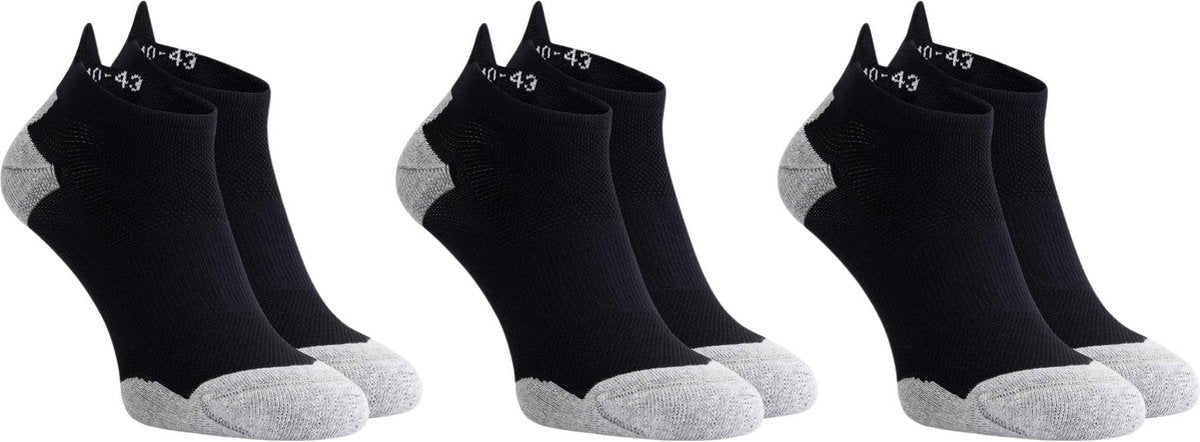 Rogelli Core Laufsocken – 3er-Pack – Schwarz Grau – 36 39