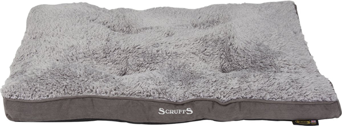 Scruffs Cozy – bequemes Hundekissen – mit Außenfutter aus Wildlederimitat und superweichem Innenfutter – Grau – 82 x 58 cm