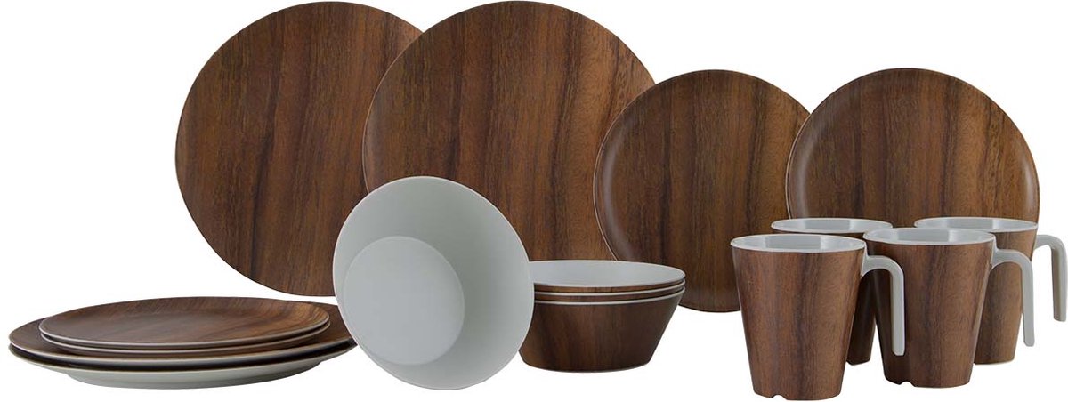 Gimex - Naturlinie - Geschirr - Holz - 16 Stück
