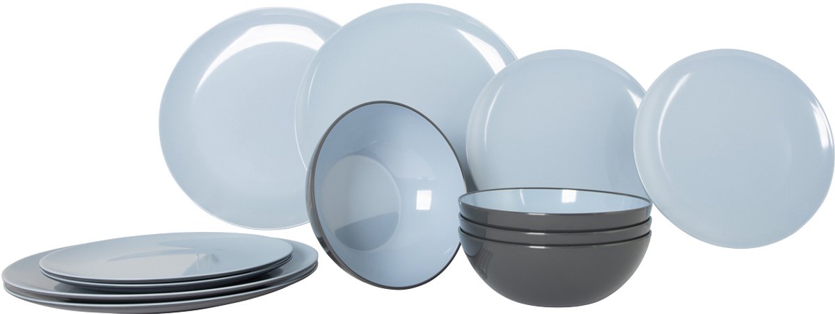 Gimex - Vivid Line - Geschirr - Blau - 12-teilig