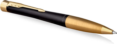 Parker Urban Drehkugelschreiber | weiches Schwarz und Gold | blaue Tinte mittlerer Spitze | Geschenkbox