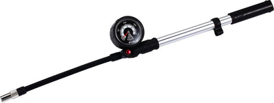 BBB Cycling Airshock Vorderradgabelpumpe – Mini-Fahrradpumpe mit Manometer, Stoßdämpfern und Vordergabeln – 28 bar – Schwarz Silber – BMP-29