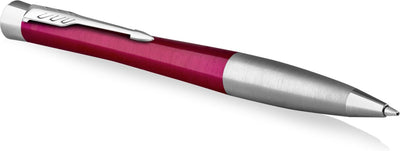 Parker Urban Drehkugelschreiber | leuchtendes Magenta mit Chrombesatz | Nachfüllmine mit blauer Tinte mit mittlerer Spitze | Geschenkbox