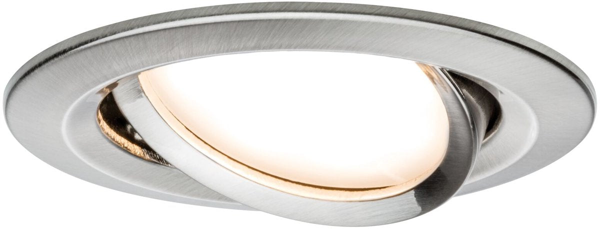 Paulmann LED Einbauleuchte Nova Plus Coin Einzelleuchte schwenkbar rund 84 mm 50° Coin 6W 470lm 230V dimmbar 2700K Stahl gebürstet