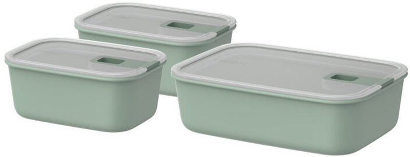Mepal Frischhaltedosen-Set Easyclip – 2x 700 + 1500 ml – Frischhaltedosen mit Schiebeverschluss – mikrowellengeeignet. Dampfofen. Kühl- und Gefrierschrank – nordischer Salbei