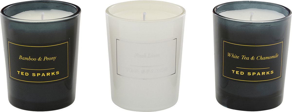 Ted Sparks – Mini-Kerzen-Geschenkset – 3 Duftkerzen in schöner Geschenkverpackung