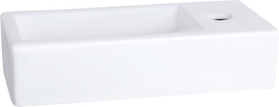 Differnz Ravo-Brunnen – 38,5 x 18,5 x 9,5 cm – 1 Hahnloch rechts – Keramik weiß