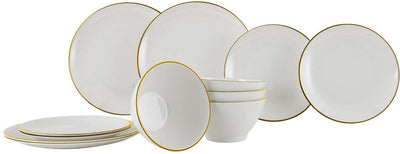 Gimex Linea Line Geschirr - Gold - 12 Stück