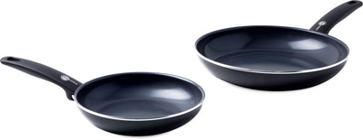 Greenpan Cambridge Bratpfannenset 2-teilig – 20 x 28 cm – PFAS-freie Antihaftbeschichtung – Induktionspfannenset – Keramikpfanne – ofenfest bis 180 °C – Kaltgriffe – Schwarz