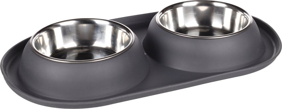 Flamingo Grafa Duo Dinner - Futter- und Trinktopf Hunde - Esstopf Duo Dinner Grafa dunkelgrau Ø 14,5cm 2x500ml - 1St. - 139074 - 1St