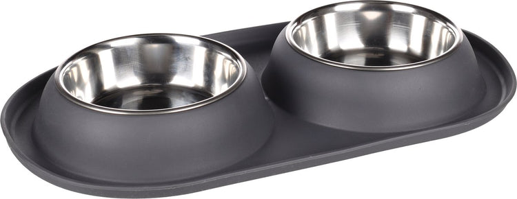 Flamingo Grafa Duo Dinner - Futter- und Trinktopf Hunde - Esstopf Duo Dinner Grafa dunkelgrau Ø 14,5cm 2x500ml - 1St. - 139074 - 1St