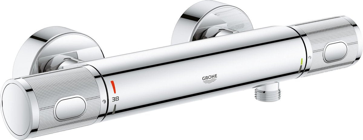 Grohe Präzisions-Thermostat-Duscharmatur – 12 cm – wassersparend – mit Cooltouch-Technologie – inklusive Kupplungen – Chrom