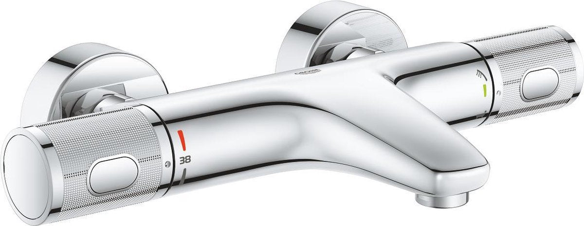 Grohe Präzisions-Thermostat-Badewannenarmatur – 15 cm – wassersparend – mit Cooltouch-Technologie – inklusive Kupplungen – Chrom
