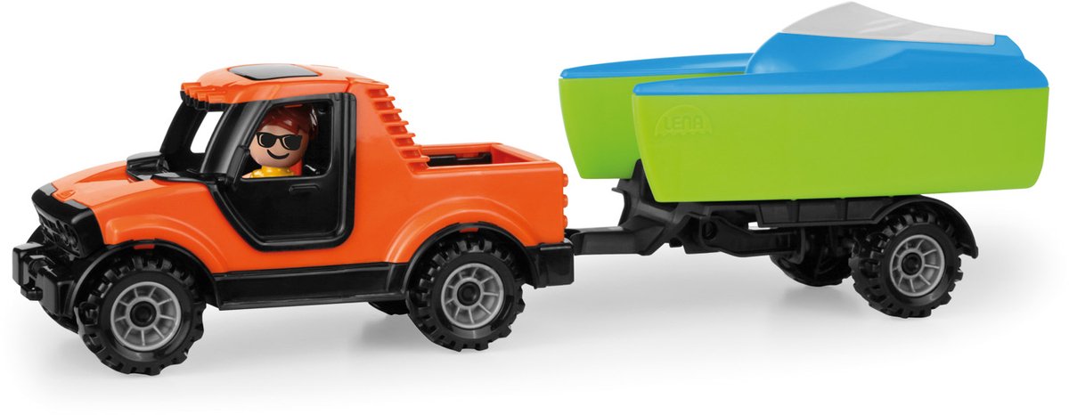 Lena Spielzeug-Pick-up mit Boaties-Anhänger – LKW- und Boots-Set.