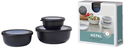 Mepal – Multi Bowl Cirqula Frischhaltedosen-Set – 350 + 750 + 1250 ml – rund – Nordic Black