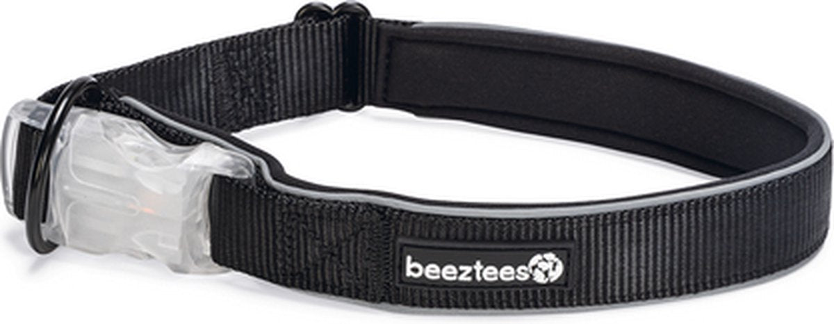 Beeztees Sicherheitsausrüstung Parinca – Hundehalsband – LED – Nylon – Schwarz – 50–55 x 2,5 cm