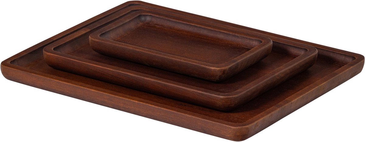 Woood Trayla-Tablett – Mangoholz – braun – 3er-Set