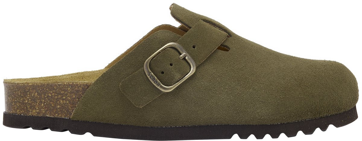 Scholl Fae New Wildleder Sa Damen Khaki Falso Clogs – Khaki – Größe 37