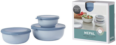 Mepal – Multi-Bowl-Cirqula-Aufbewahrungsbox-Set – 350 + 750 + 1250 ml – rund – Nordic Blue