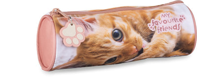 Lannoo Graphics – Federmäppchen „My Favorite Friends“, rund, 23 cm, rosa Katze