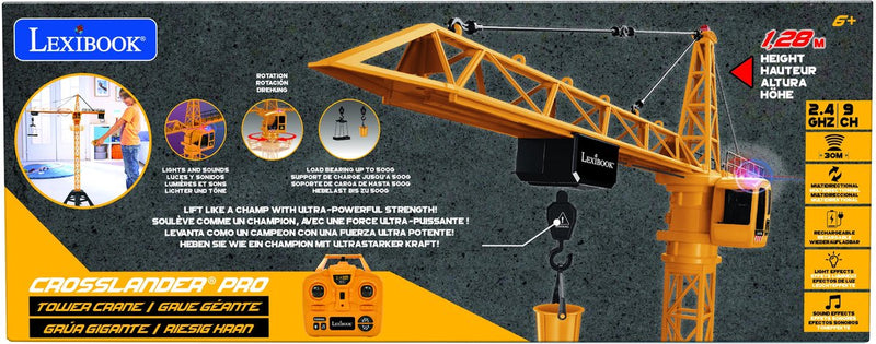 Lexibook Crosslander® Pro Turmdrehkran – machen Sie sich mit diesem großen ferngesteuerten Kran mit dynamischen Sounds und Effekten auf die Baustelle!