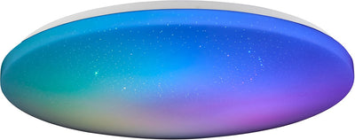 Brilliant Kieran – Deckenleuchte – ø 49 cm – LED 42 W – Sternenhimmel-Effekt – CCT, 3000–6500 K – Weiß und RGB-Farben – dimmbar – Weiß
