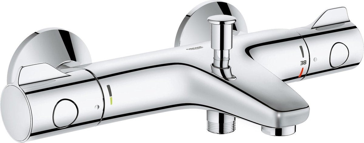Grohe Grohtherm 800 Thermostat-Badewannenarmatur – 15 cm – wassersparend – mit Umsteller – inklusive Kupplungen – Chrom