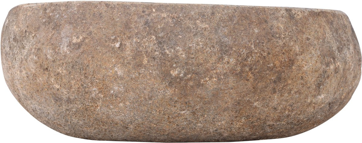 Differnz Waschbecken Nusa ø35-39 x 15 cm – Natursteinwaschbecken ohne Überlauf – Aufsatzwaschbecken – Waschbecken in runder Form – Badezimmerzubehör – Grau