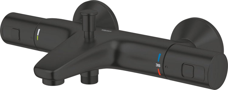 Grohe Precision Start Thermostat-Badewannenarmatur – 15 cm – wassersparend – mit Umsteller – inklusive Kupplungen – mattschwarz