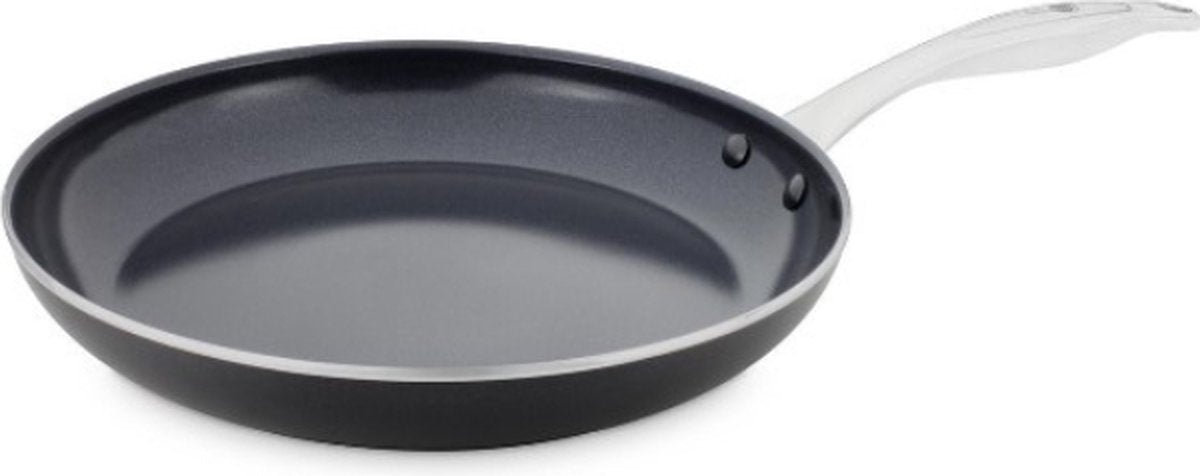 Greenpan Brussels Keramik-Bratpfanne mit Antihaftbeschichtung ø30 cm – PFAS-frei – Induktionsbratpfanne – ofenfest bis 220 °C – spülmaschinenfest – schnelles Aufheizen – Edelstahlgriffe – schwarz